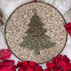 NWT Christmas Tree Holiday Bead Embellished Placemat Charger 15"